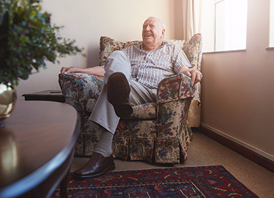 Elderly man in a senior home
